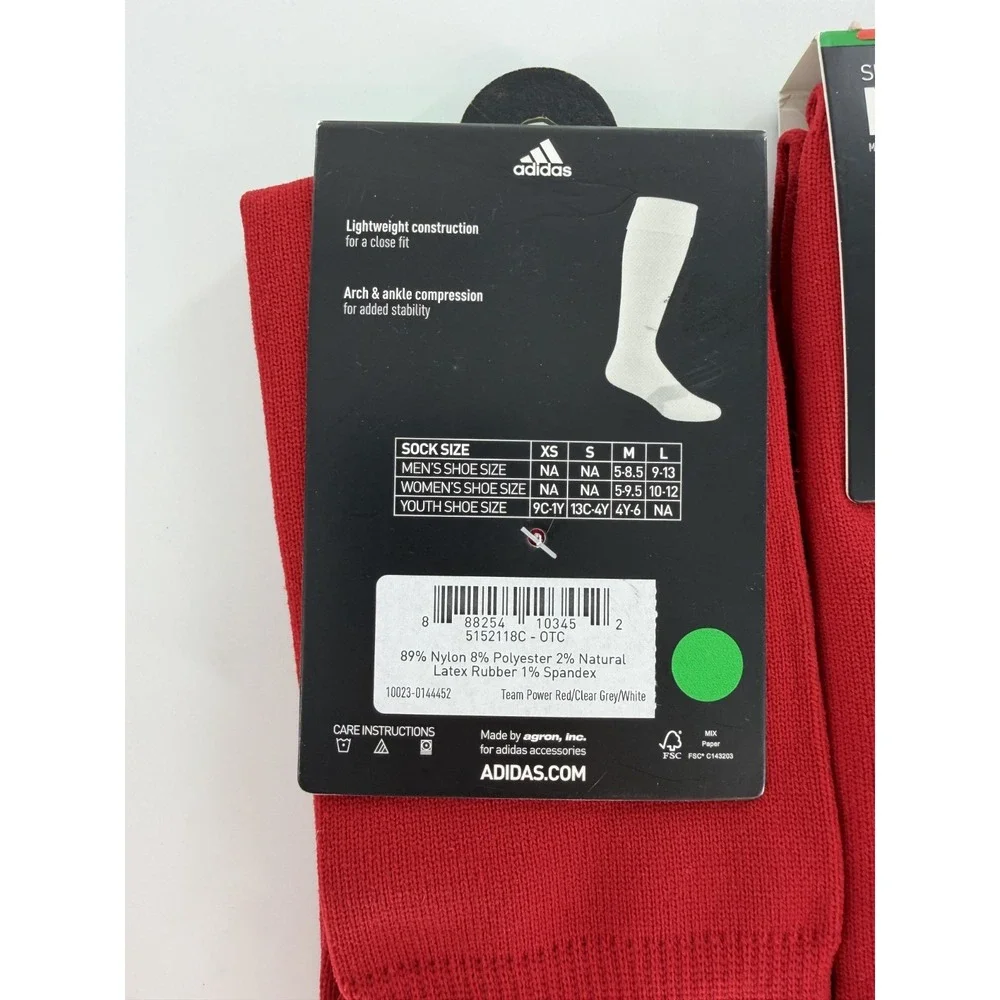 Adidas Soccer Metro Socks Red Large Over The Calf Arch Ankle Compression 3 Pack‎